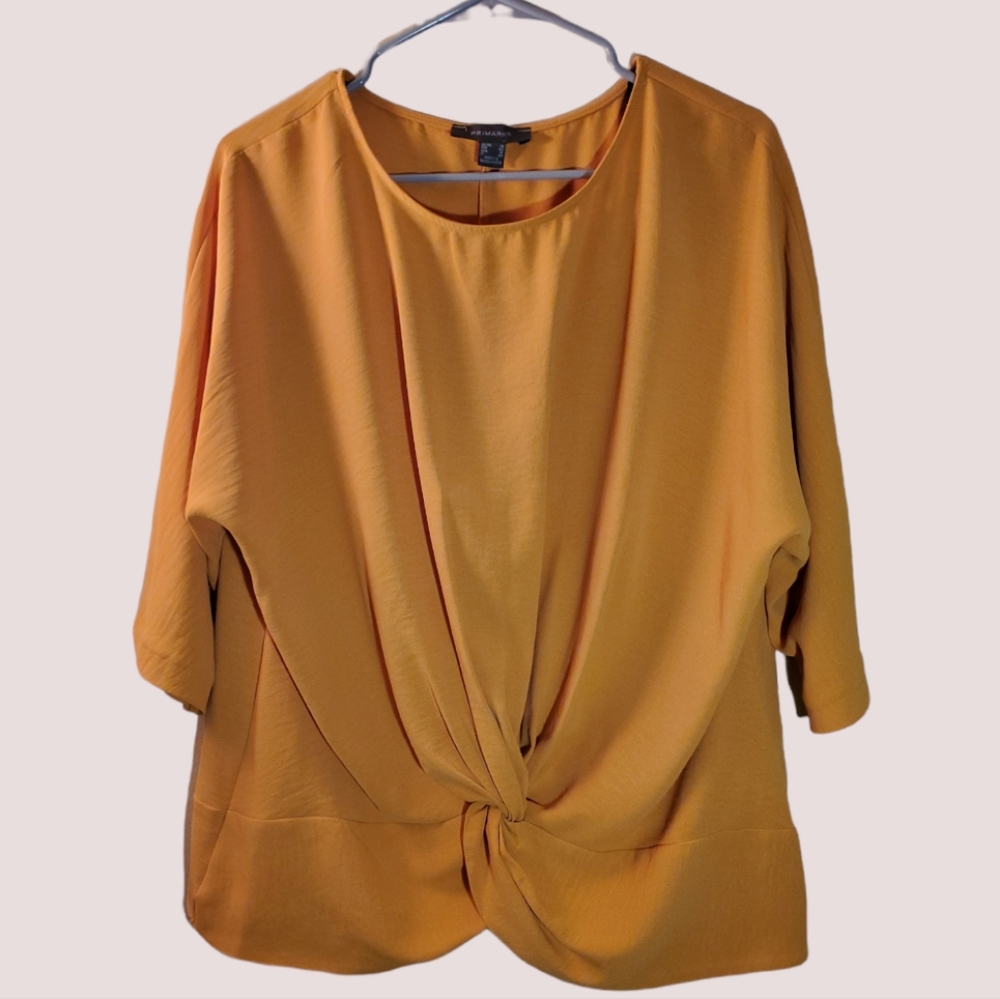 Primark Short Sleeve Blouse, Mustard Color, Size US-10